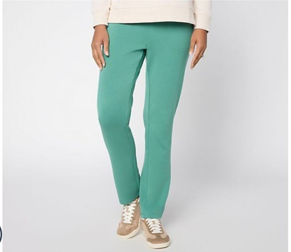 Belle Kim Gravel Scubaluxe Slim Straight Pant Size XL Deep Sea A714148 NWOT